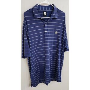 Footjoy Navy Blue White Stripe Short‎ Sleeve Golf Polo Shirt Size XL Performance